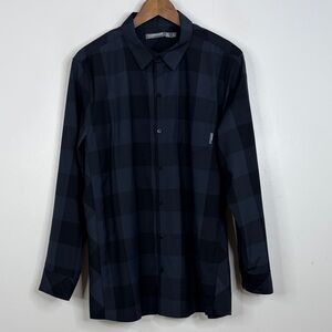 icebreaker Merino Shirt Mens Large Gray Black Plaid Merino Wool Long Sleeve